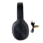 Corporate wireless BT 5.1 headphones in recycled ABS black colour