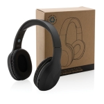Corporate wireless BT 5.1 headphones in recycled ABS black colour