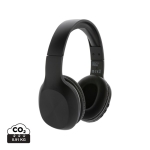 Corporate wireless BT 5.1 headphones in recycled ABS black colour