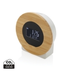 Recycled plastic and bamboo desk clock with LCD display wood colour