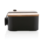 Certified recycled PP lunchbox with fork black colour