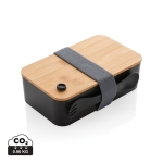 Certified recycled PP lunchbox with fork black colour