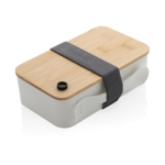 Certified recycled PP lunchbox with fork white colour