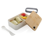 Certified recycled PP lunchbox with fork white colour second view