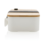 Certified recycled PP lunchbox with fork white colour sixth view