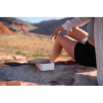 Certified recycled PP lunchbox with fork white colour ambient view 3