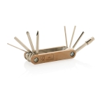 Custom hex multitool in wood with 8 functions wood colour