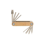 Custom hex multitool in wood with 8 functions wood colour