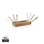 Custom hex multitool in wood with 8 functions wood colour