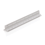 Aluminium promotional ruler with 5 scales, 15 cm silver colour