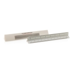 Aluminium promotional ruler with 5 scales, 15 cm silver colour