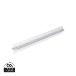 Triangular aluminium ruler with 5 scales, 30 cm silver colour
