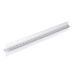Triangular aluminium ruler with 5 scales, 30 cm silver colour