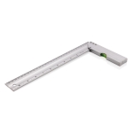Square aluminium ruler with level, inch markings and 30 cm scale silver colour