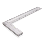 Square aluminium ruler with level, inch markings and 30 cm scale silver colour
