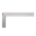 Square aluminium ruler with level, inch markings and 30 cm scale silver colour