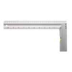 Square aluminium ruler with level, inch markings and 30 cm scale silver colour