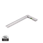 Square aluminium ruler with level, inch markings and 30 cm scale silver colour