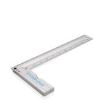Square aluminium ruler with level, inch markings and 30 cm scale silver colour