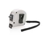 Promotional recycled tape measure with wrist strap, 5 m / 19 mm white colour