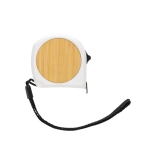 Promotional recycled tape measure with wrist strap, 5 m / 19 mm white colour
