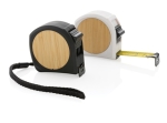 Promotional recycled tape measure with wrist strap, 5 m / 19 mm white colour