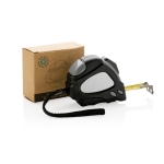 Recycled tape measure with auto stop, 5 m / 19 mm black colour