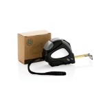 Recycled tape measure with auto stop, 3 m / 16 mm black colour