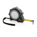 Promotional tape measure with wrist strap, 5 m / 19 mm black colour