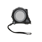 Promotional tape measure with wrist strap, 5 m / 19 mm black colour