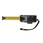 Promotional tape measure with wrist strap, 5 m / 19 mm black colour