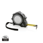 Promotional tape measure with wrist strap, 5 m / 19 mm black colour