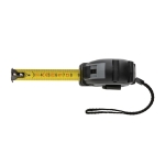 Personalised recycled tape measures with wrist strap, 3 m / 16 mm black colour