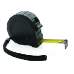 Recycled promotional tape measure with auto stop, 5 m / 19 mm black colour