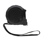 Recycled promotional tape measure with auto stop, 5 m / 19 mm black colour