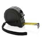 Recycled promotional tape measure with auto stop, 5 m / 19 mm black colour