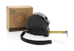 Recycled promotional tape measure with auto stop, 5 m / 19 mm black colour