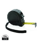 Recycled promotional tape measure with auto stop, 5 m / 19 mm black colour