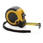 Recycled promotional tape measure with auto stop, 5 m / 19 mm yellow colour