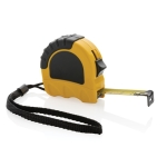 Recycled tape measure with rubber grip, 3 m / 16 mm yellow colour