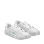 Runners made of faux leather with rubber sole, size 40 white colour view with print area