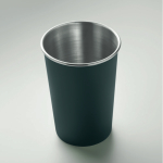 Reusable recycled stainless steel cup with 350ml capacity navy-blue colour
