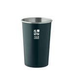 Reusable recycled stainless steel cup with 350ml capacity navy-blue colour view with print area