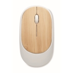 Wireless mouse with natural bamboo surface white colour second view