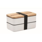 2-tier bread box made of recycled PP with cutlery, 2x400 ml white colour