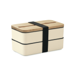 2-tier bread box made of recycled PP with cutlery, 2x400 ml beige colour