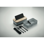 2-tier bread box made of recycled PP with cutlery, 2x400 ml matt black colour