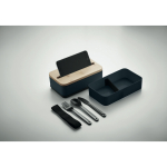 2-tier bread box made of recycled PP with cutlery, 2x400 ml navy-blue colour