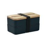 2-tier bread box made of recycled PP with cutlery, 2x400 ml navy-blue colour