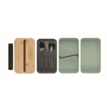 2-tier bread box made of recycled PP with cutlery, 2x400 ml mint green colour second view